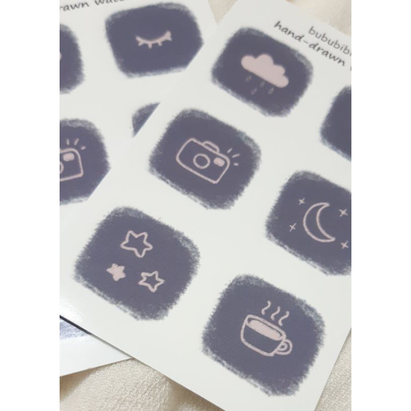 Tờ Bullet Journal/ planner sticker: hand-drawn watercolor