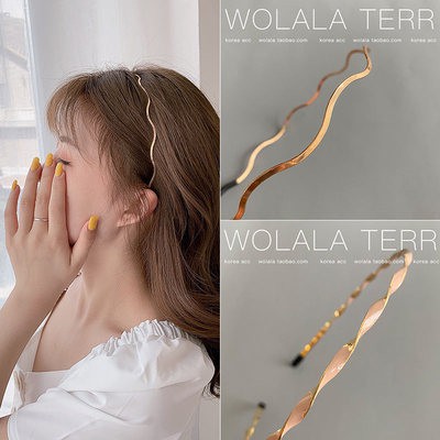 Băng đô bằng kim loại dạng gợn sóng thiết kế đơn giản ngọt ngào phong cách Hàn Quốc cho nữ