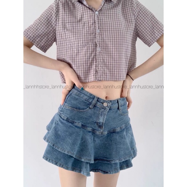 (sẵn m )Chân váy jeans đuôi cá xoè chữ A có quần trong | BigBuy360 - bigbuy360.vn