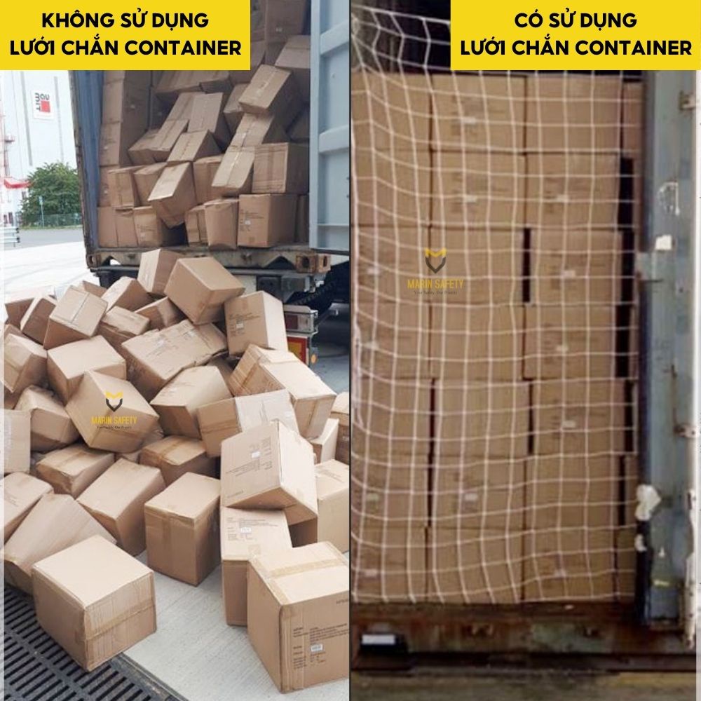 Lưới chắn container, lưới chắn hàng hóa, lưới chùm hàng chất liệu sợi dù trắng