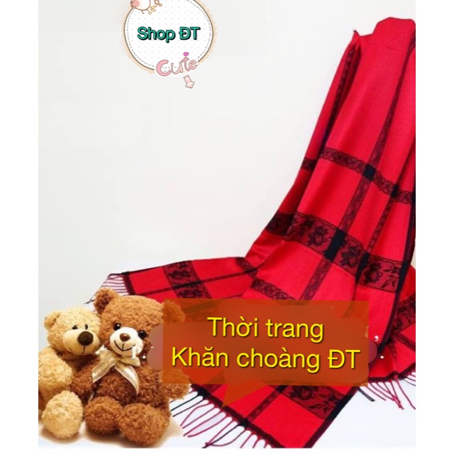 Khăn choàng Pashmina ca rô Đỏ ( 12 màu )  cao cấp