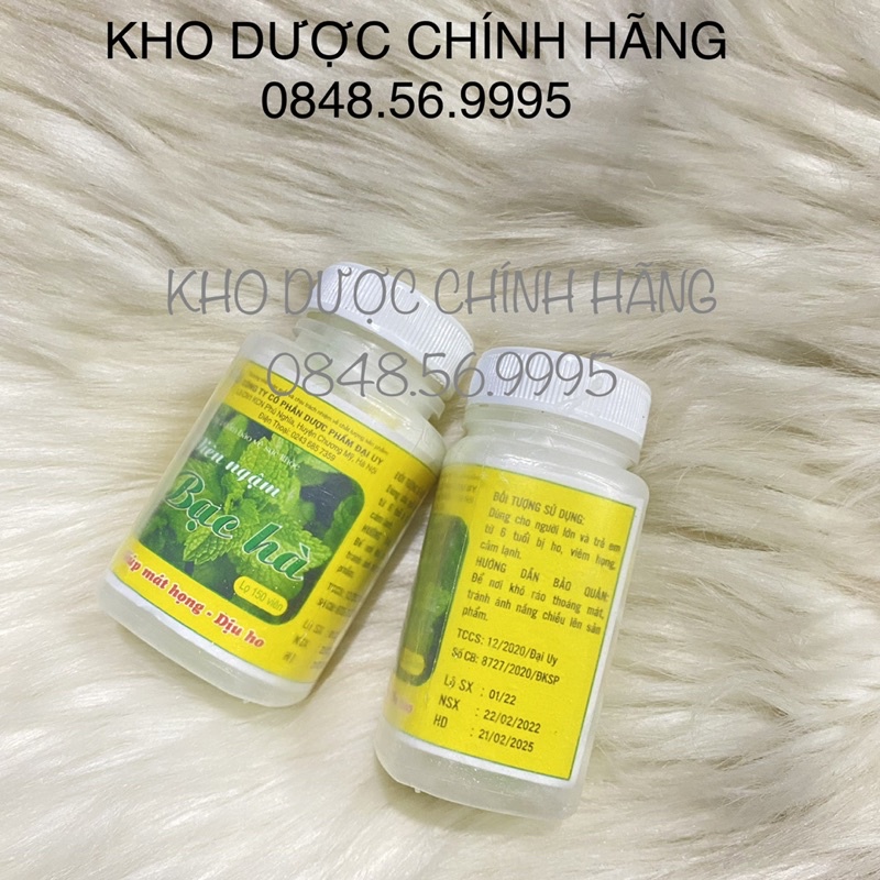 VIÊN NGẬM BẠC HÀ lọ 150 viên mát họng dịu ho