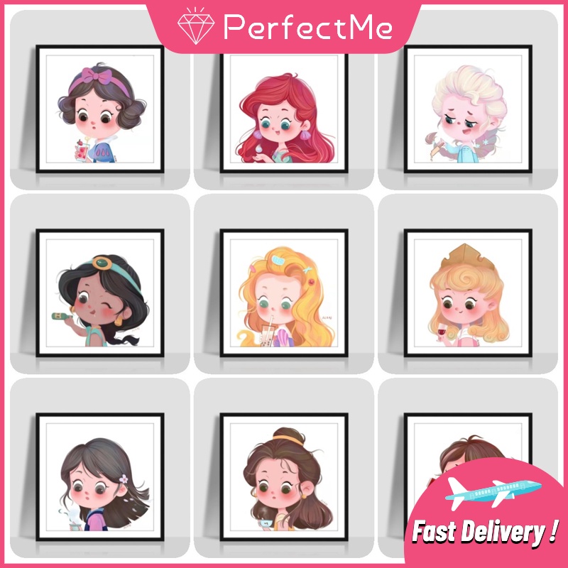 Bộ tranh đính đá 5D họa tiết hoạt hình công chúa Disney độc đáo kích thước 30x30cm