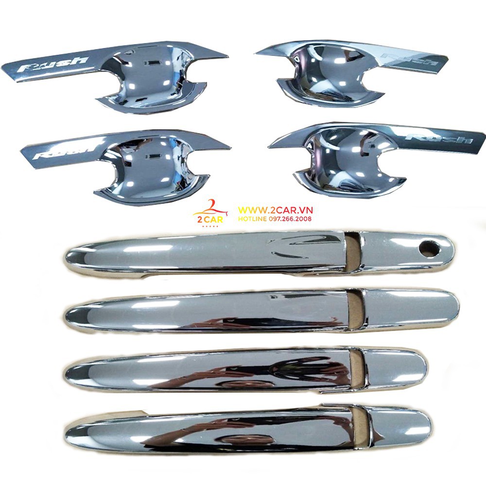 Bộ ốp tay nắm cửa, hõm xe Toyota Rush mạ crom cao cấp