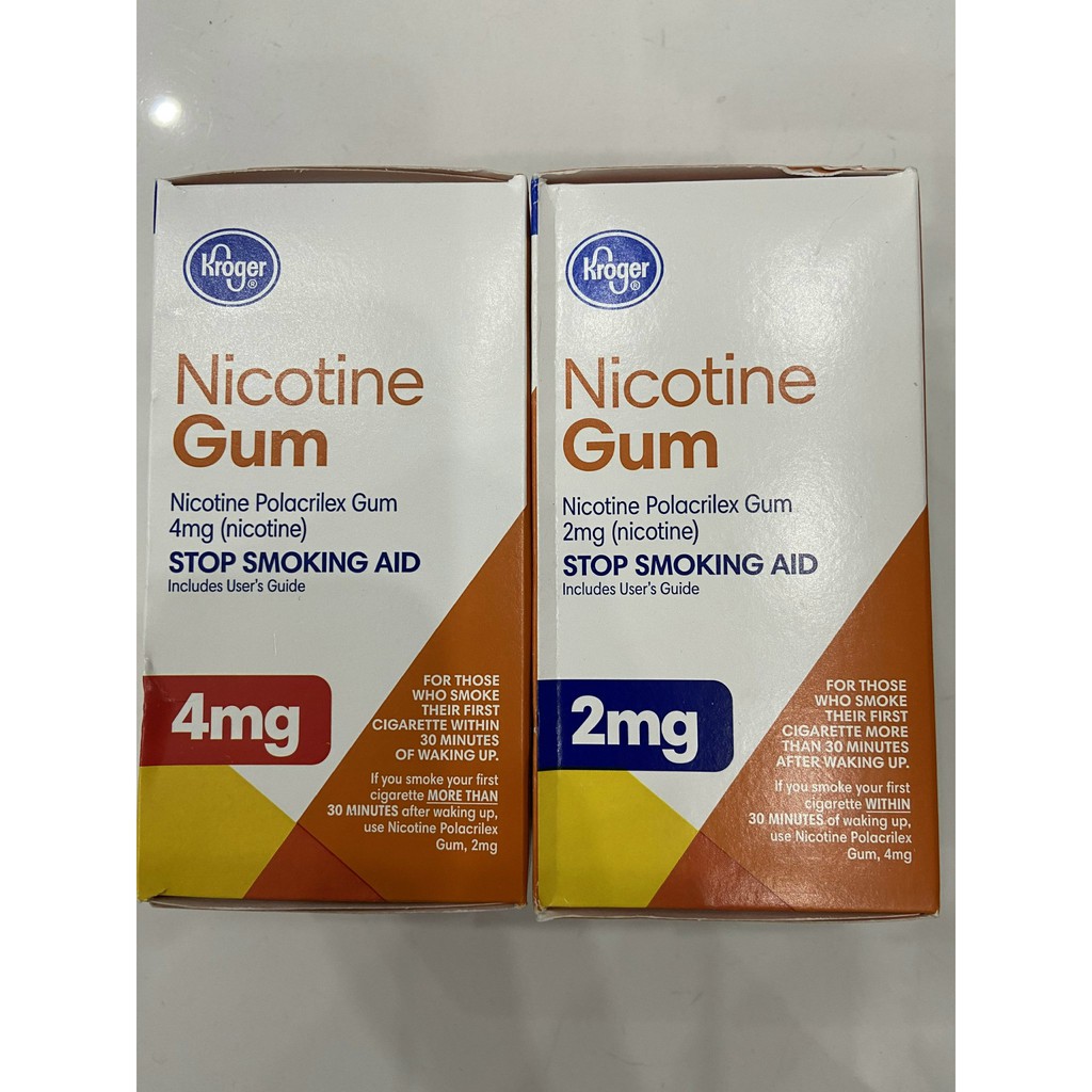 Kẹo cao su Kroger Nicotine Gum 2mg&amp; 4mg 100 viên, hương trái cấy