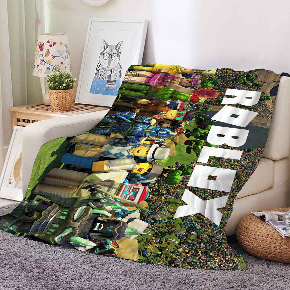 75cmx100cm Roblox Flannel Chăn ✷ ❈ Anime In Hình Ném Chăn Kẻ Sọc Phòng Ngủ Phòng Khách Chăn Ấm Áp Mềm Cho Trẻ Em
