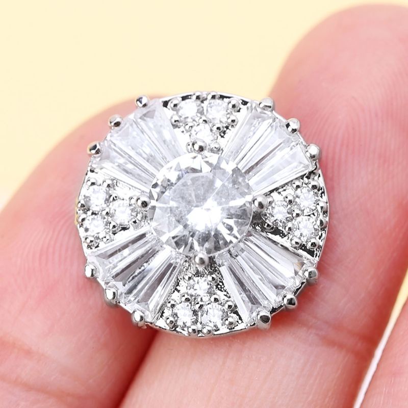 Nút Kẹp Thêu Chữ Thập Đính Đá Zircon DIY