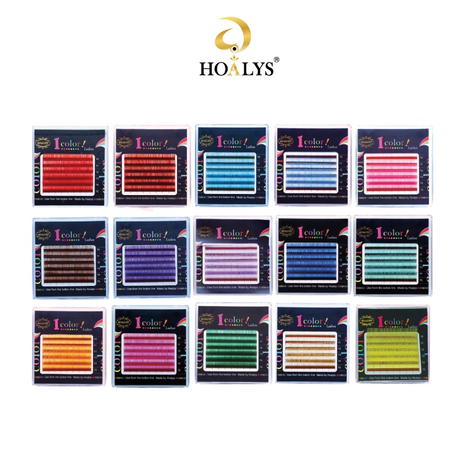 Lông Mi Volume Màu Hoalys EC-007 - Mi cao cấp màu sắc chân thực, độ cong C, dày 0.07, dài mix mm, gồm 17 màu