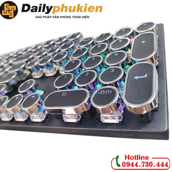 Bàn phím cơ keycap tròn xuyên led 4 màu lựa chọn , bàn phím nút tròn