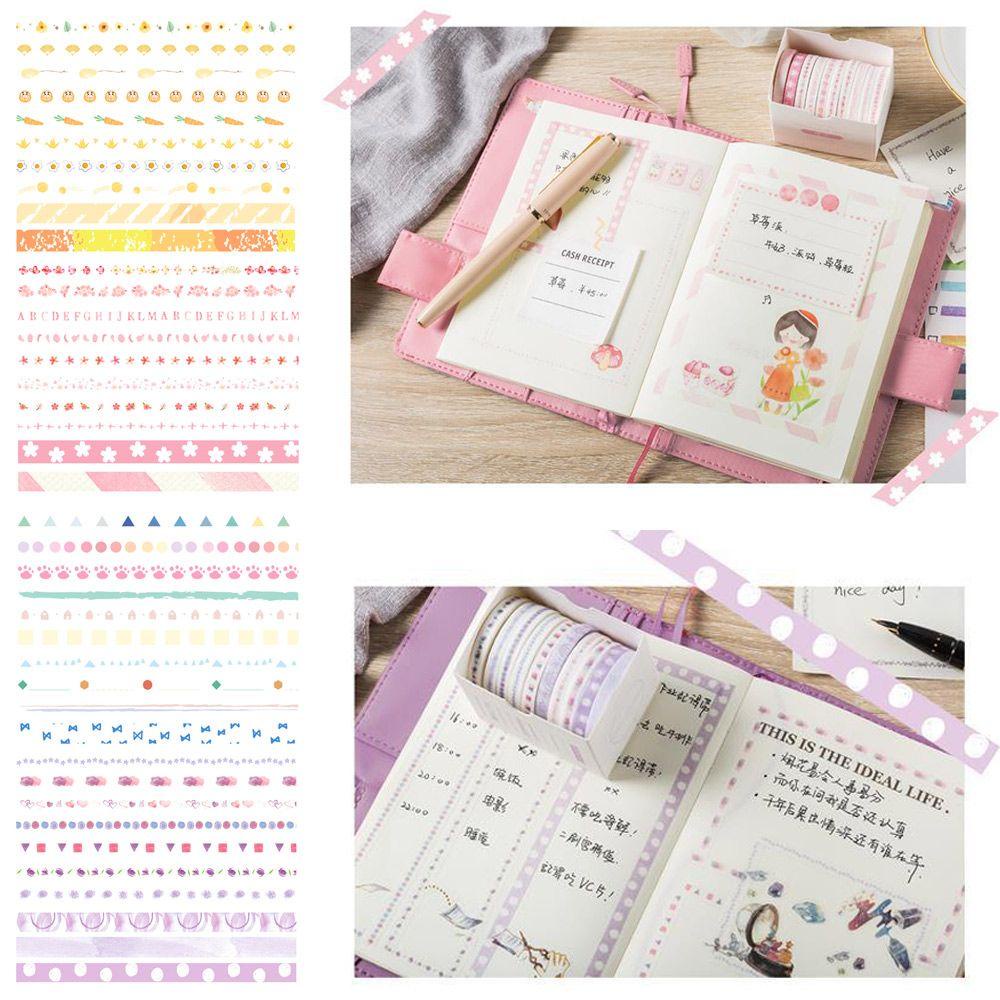 LAKAMIER Set 10 Cuộn Băng Keo Dán Trang Trí Sổ Tay