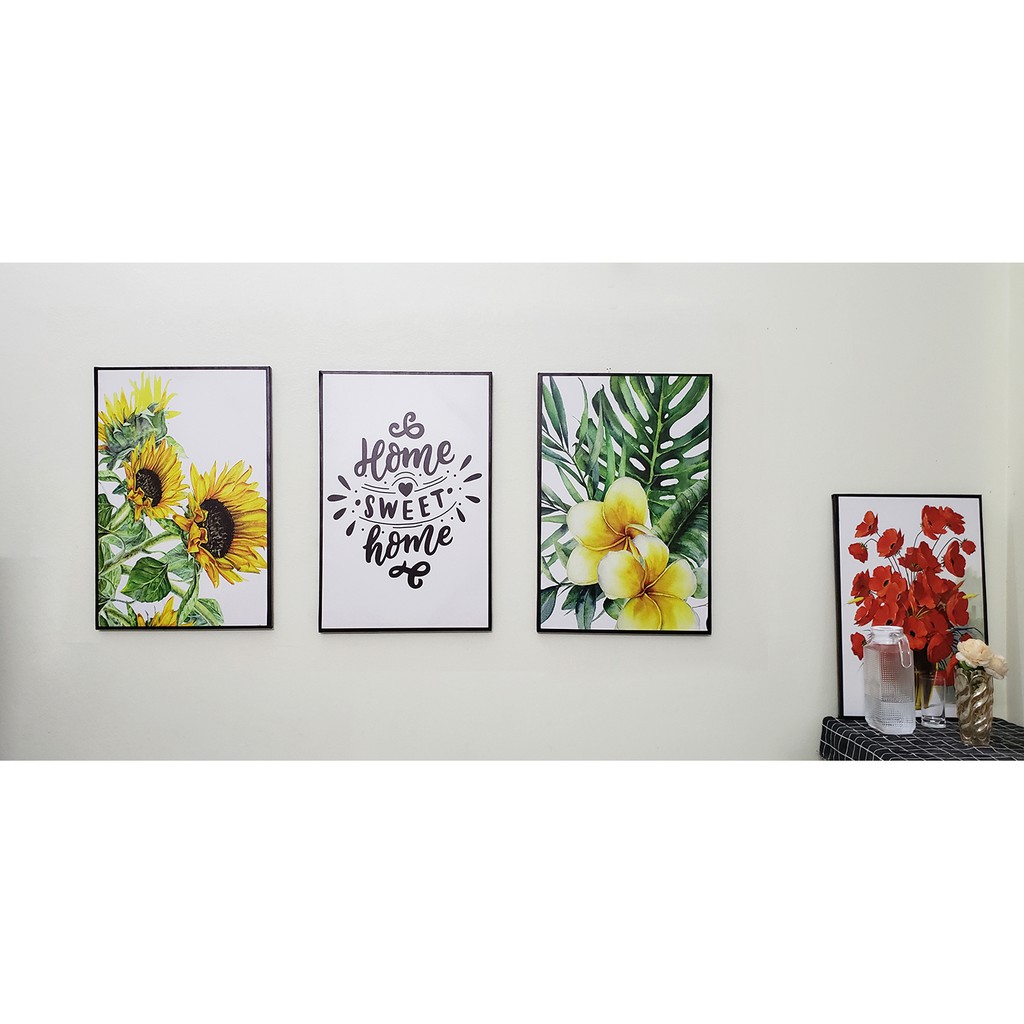 Tranh treo tường,bộ 3 bức tranh hoa hướng dương A03 CHỌN KHUNG
