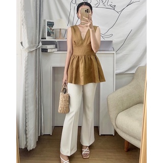 áo peplum linen