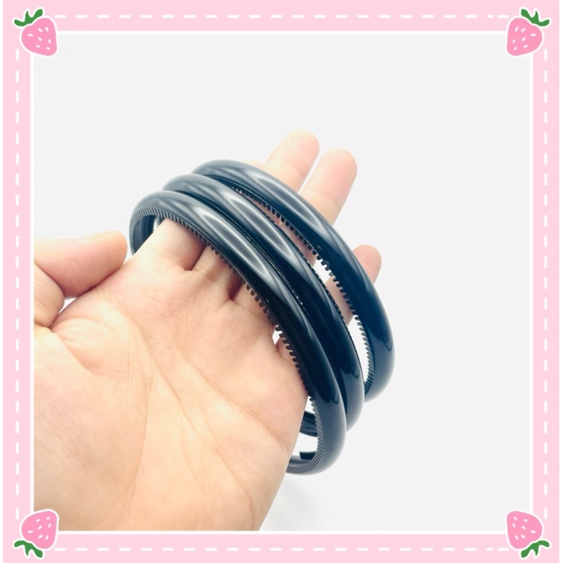 Bờm Cài Tóc Trơn Màu Đen Đơn Giản Bằng Nhựa Hợp Thời Trang