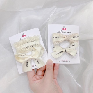 Kẹp Tóc Mái Nơ Set 2 cái Handmade Cao Cấp Ribbon.mimi Kẹp Mái