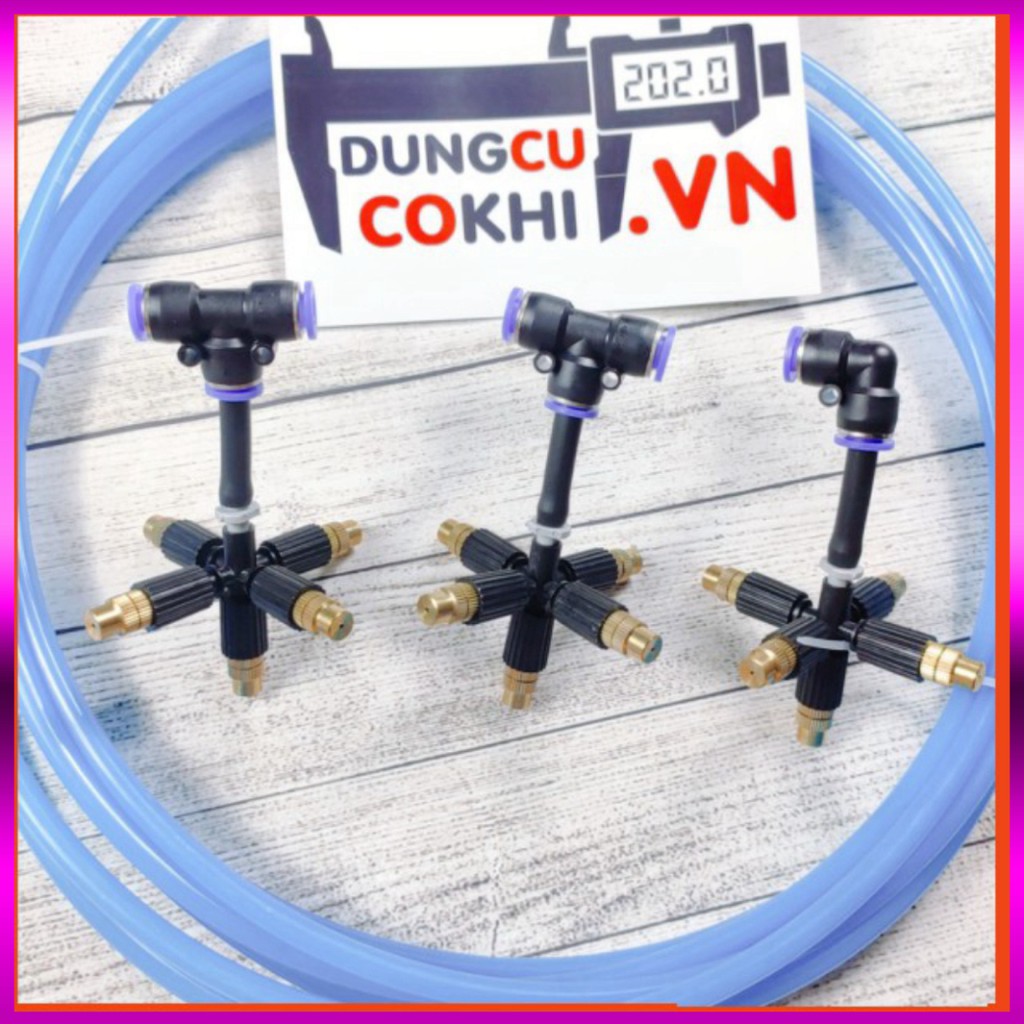 [GIÁ TỐT] 10m dây +3 Béc phun sương 5 tia đồng, kèm kết nối nhanh ống 8mm, dùng tưới cây, tưới lan