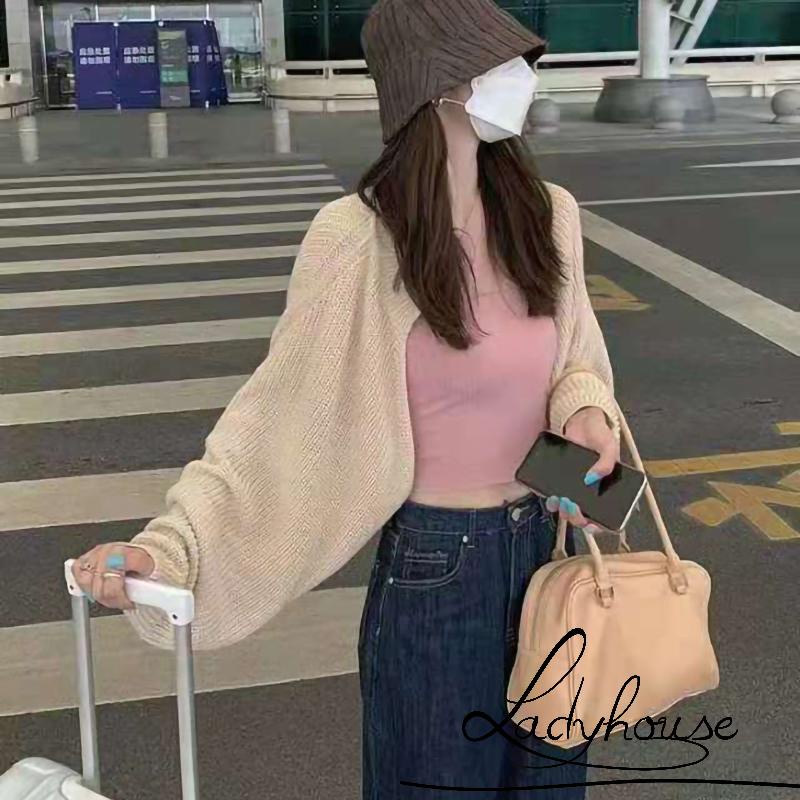 Áo khoác cardigan dệt kim dáng rộng dài tay thời trang cho nữ LD