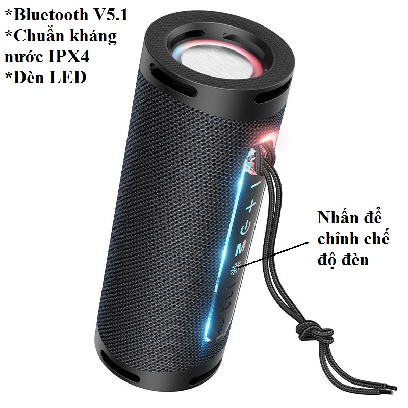 Loa bluetooth V5.1 có đèn Led hỗ trợ TWS hoco HC9