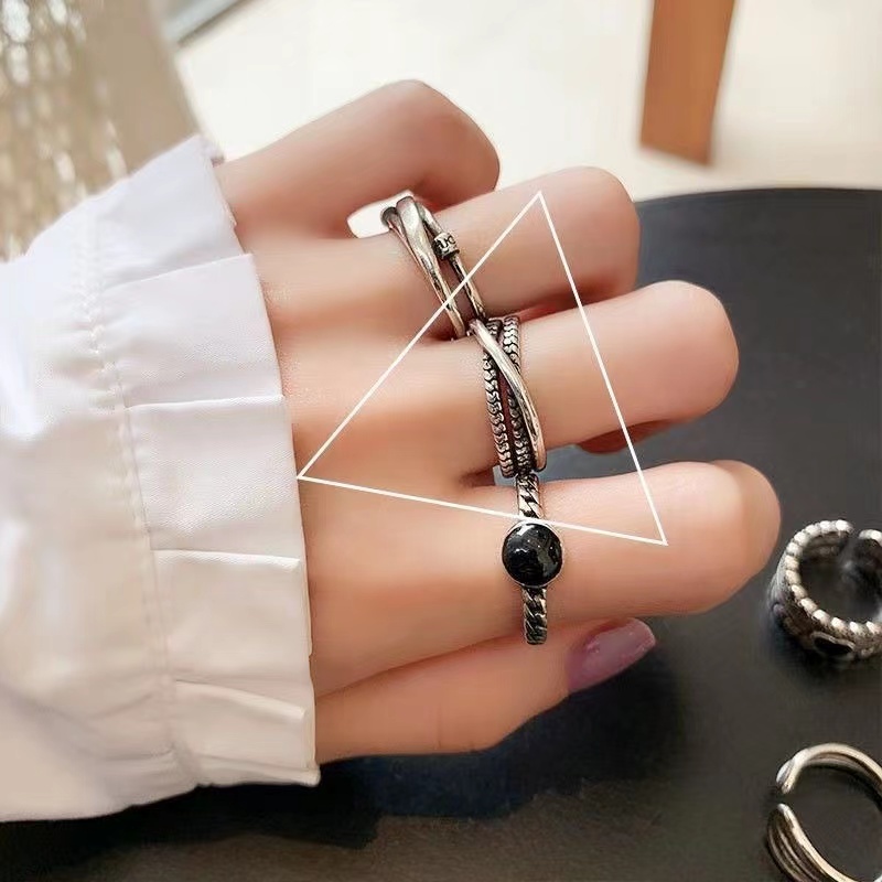 iF YOU Set 7 nhẫn   mạ bạc phong cách cổ điển dành cho nữ