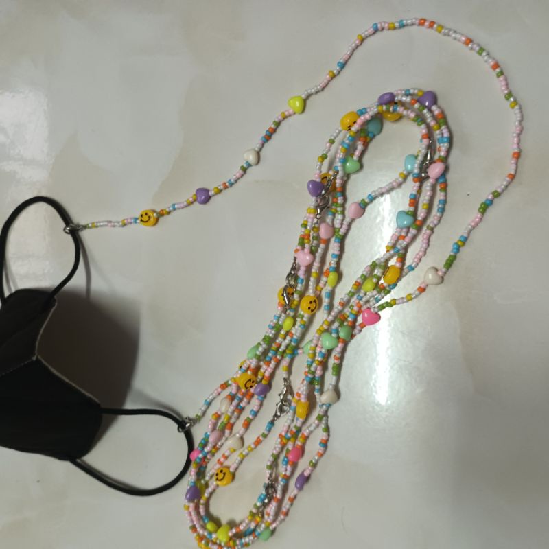 Dây đeo khẩu trang chống rớt hạt nhựa mic mặt cưòi trái tim yêu style kiểu Hàn tiện lợi thời trang