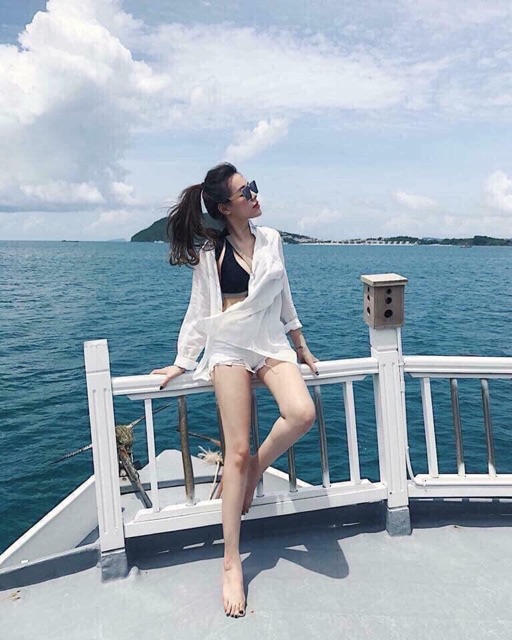 SƠ MI TRẮNG NỮ TÚI NGỰC ĐŨI THÁI