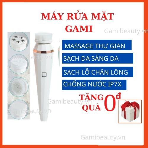 [BH 6 THÁNG] Máy Rửa Mặt Cầm Tay Gami Beauty Máy Chăm Sóc Da Mặt Kết Hợp Massage Mặt và Tẩy Trang Với 4 Đầu Cọ | BigBuy360 - bigbuy360.vn