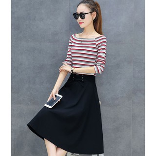 Chân váy xòe đan lưng hot trend