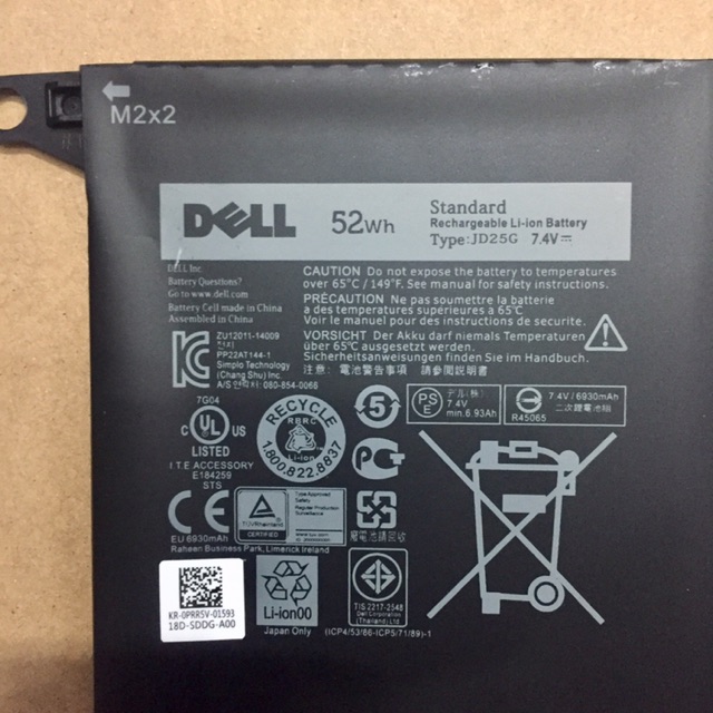 Pin Laptop DELL XPS 13 9343 (ZIN) - 4 CELL - XPS 13 9343 9350 90V7W JD25G
