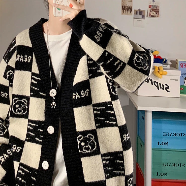 Áo Khoác Cardigan Dệt Kim Dáng Rộng Thời Trang Mùa Đông Dành Cho Nam Giới