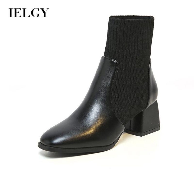 Giảm 70% GIÀY Bốt IELGY ống ngắn gót trung bình phong cách Anh Quốc sành điệu, Black,38 _Giá Gốc_ 523500 - 14K217