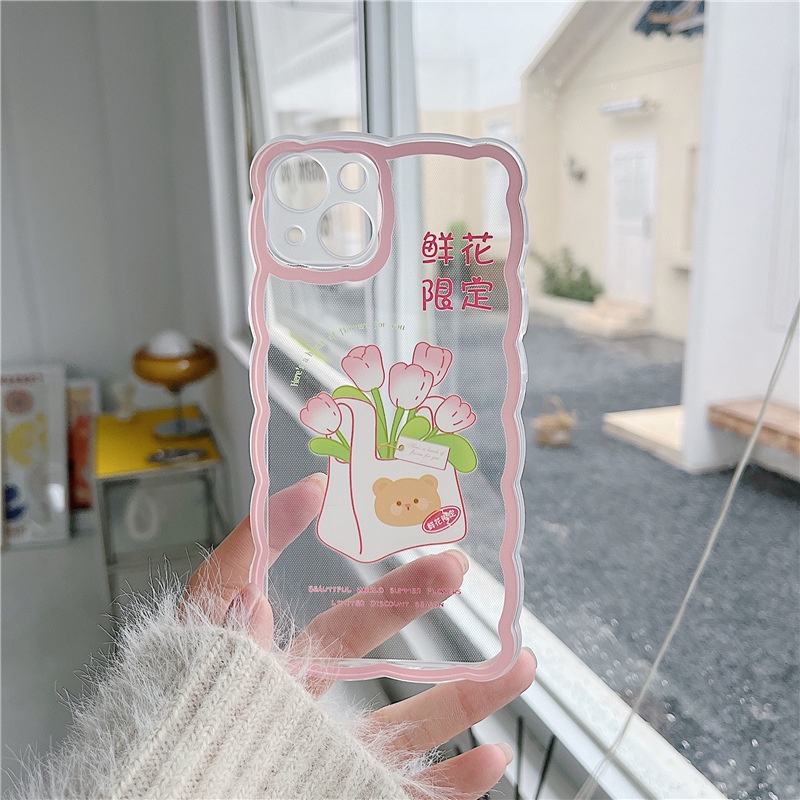 Ốp Điện Thoại Họa Tiết Hoa Và Sóng Biển Cho iphone 12 6 / 7 / 13 / 8plus / x / xr / xs / 11 / 12Mini-14