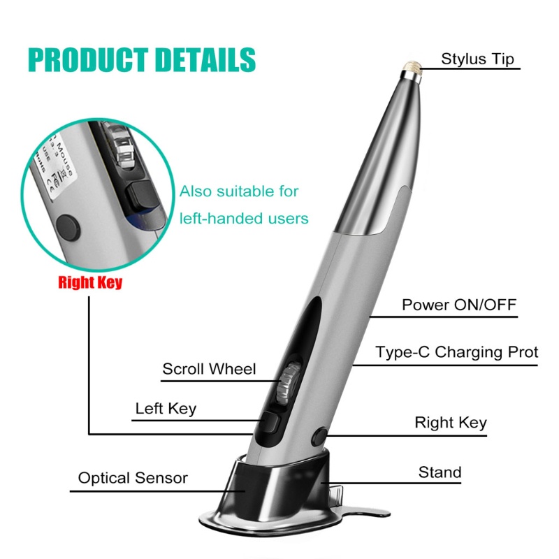 Chuột Máy Tính Thay Thế Với Đầu Chuyển Đổi Micro USB Type C Cho Chức Năng Cảm Ứng