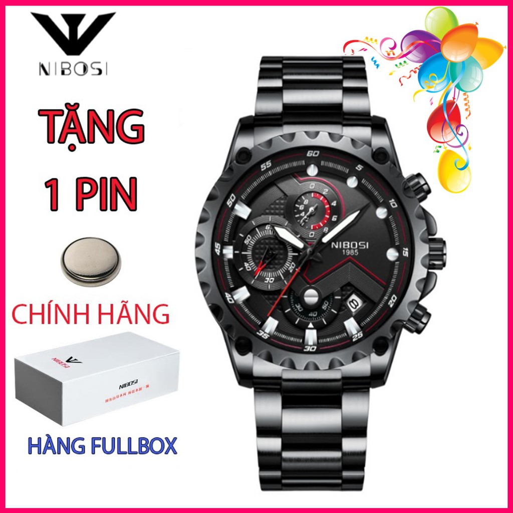 ( Xả hàng cuối năm) Đồng hồ Nam thời trang NIBOSI MenPro sang trọng dây thép chống gỉ Tặng Pin và hộp full box