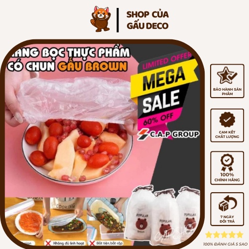 Màng bọc thực phẩm hình Gấu FREESHIP]  Co giãn tái sử dụng có chun bọc đồ ăn rất nhanh
