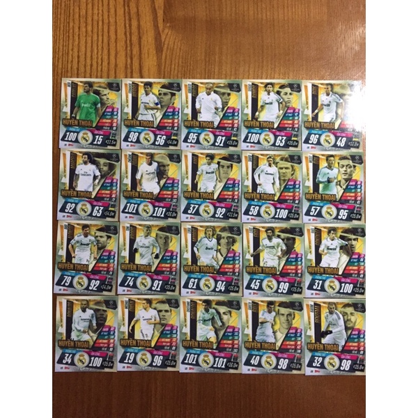 Thẻ cầu thủ match attax huyền thoại Real Madrid MATCH ATTAX 2020/21 size poca: zidane carlos raul beckham kaka figo