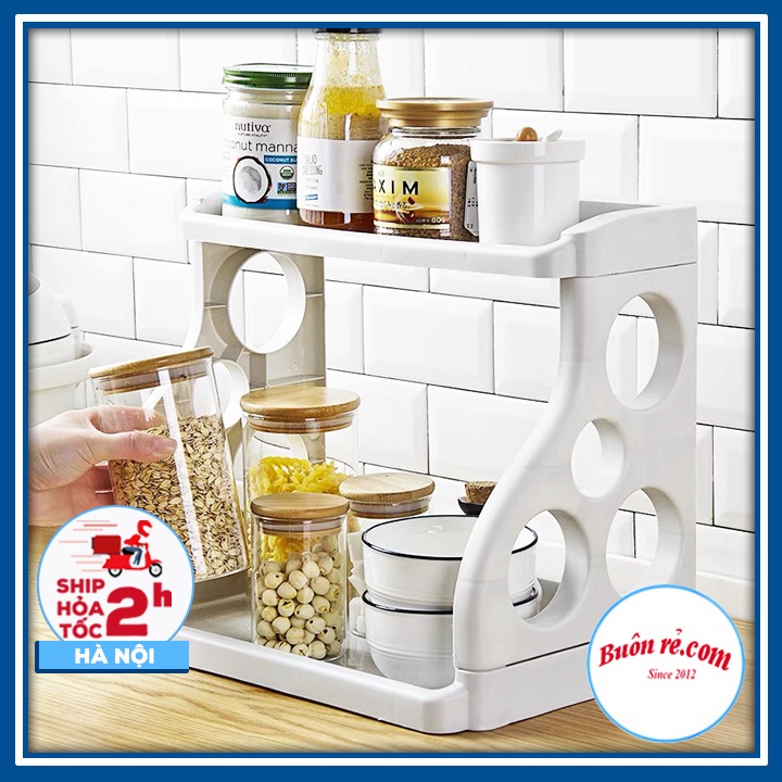 Kệ đựng gia vị 2 tầng thân Bong Bóng thông minh -  Kệ đựng đồ nhà bếp, nhà tắm 2 tầng đa năng Br 01669