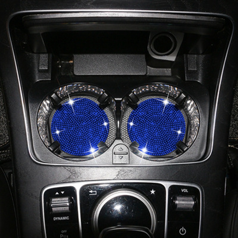 Set 2 Miếng Lót Cốc Nước Đính Đá Lấp Lánh Chống Trượt Chống Sốc Chuyên Dụng Cho Xe Hơi