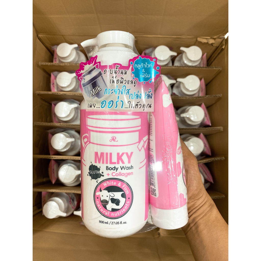 Sữa Tắm Sữa Bò AR Gluta Milky Thái Lan 800ml Kèm Sữa Rửa Mặt 190ml