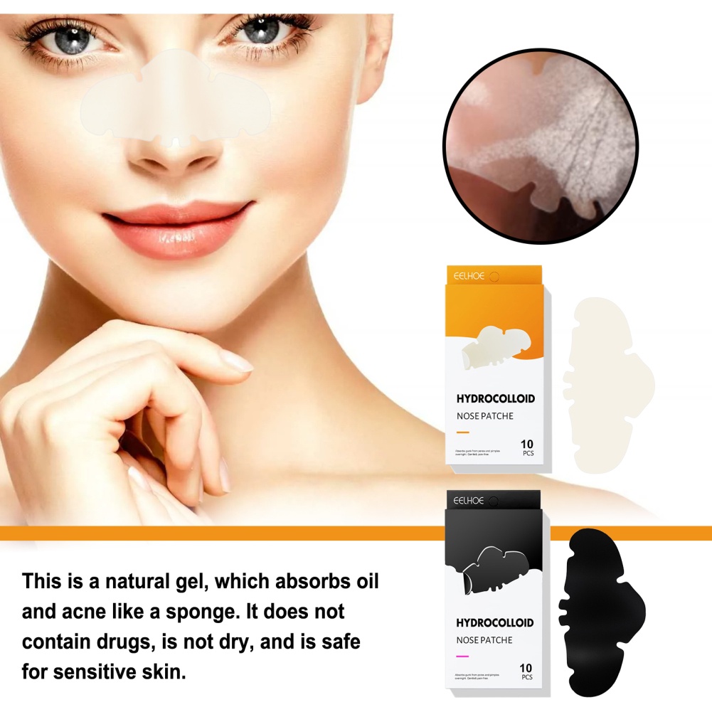 Miếng Dán EELHOE Miếng Dán Hydrocolloid Mũi Cho Lỗ Chân Lông Mũi Mụn Nhọt Và Miếng Dán Lỗ Chân Lông Dầu Qua Đêm Để Hấp Thụ Mụn Mũi Gunk Mặt Nạ Mũi (10 Số)-Ampere