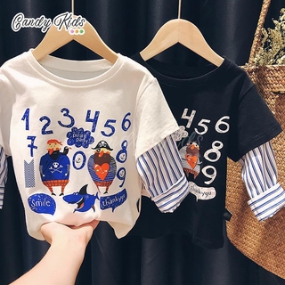 Áo thun cotton tay giả 2 lớp thời trang unisex cho trẻ