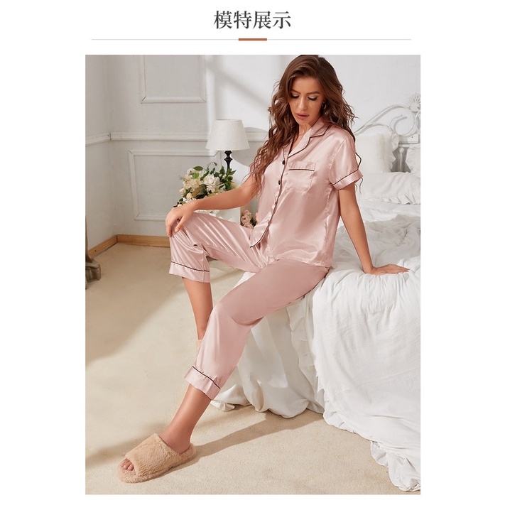 Bộ Đồ Ngủ Hai Mảnh Dáng Rộng Cài Nút Thời Trang Gợi Cảm Cho Nữ