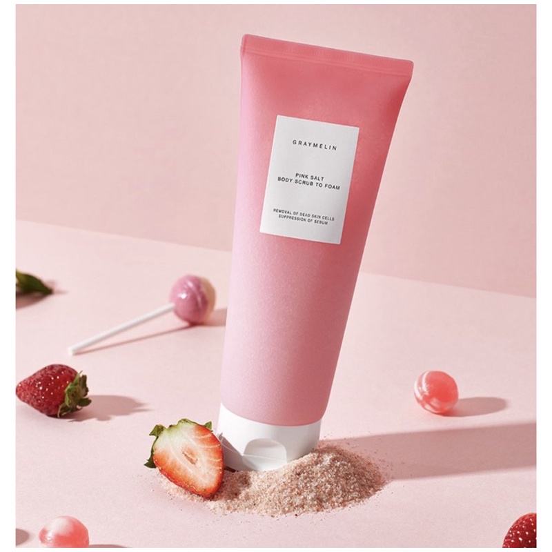 [Mẹ Kem] Tẩy da chết kiêm tắm trắng giữ ẩm mềm mịn da Pink Salt Body Scrub To Foam Graymelin