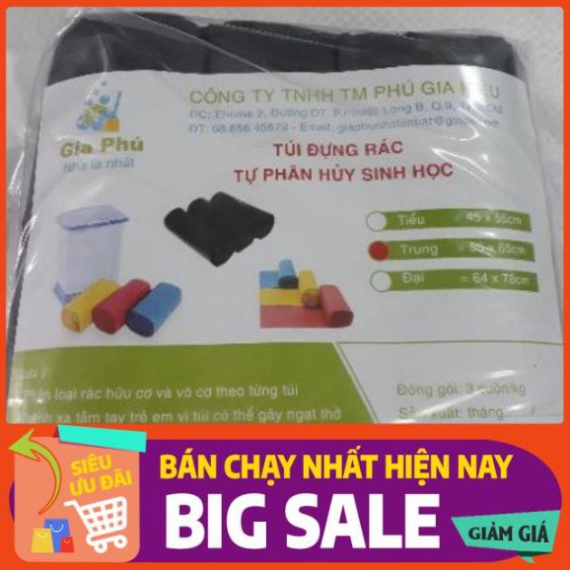 (Sale sập sàn)  Bộ 3 cuộn đựng rác tự phân hủy đen ( loại trung và tiểu )