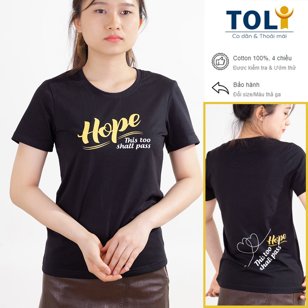 Áo thun nữ TOLI cổ tròn màu trắng in Your Dance, 100% cotton 4 chiều mềm mịn, co dãn, form suông cơ bản