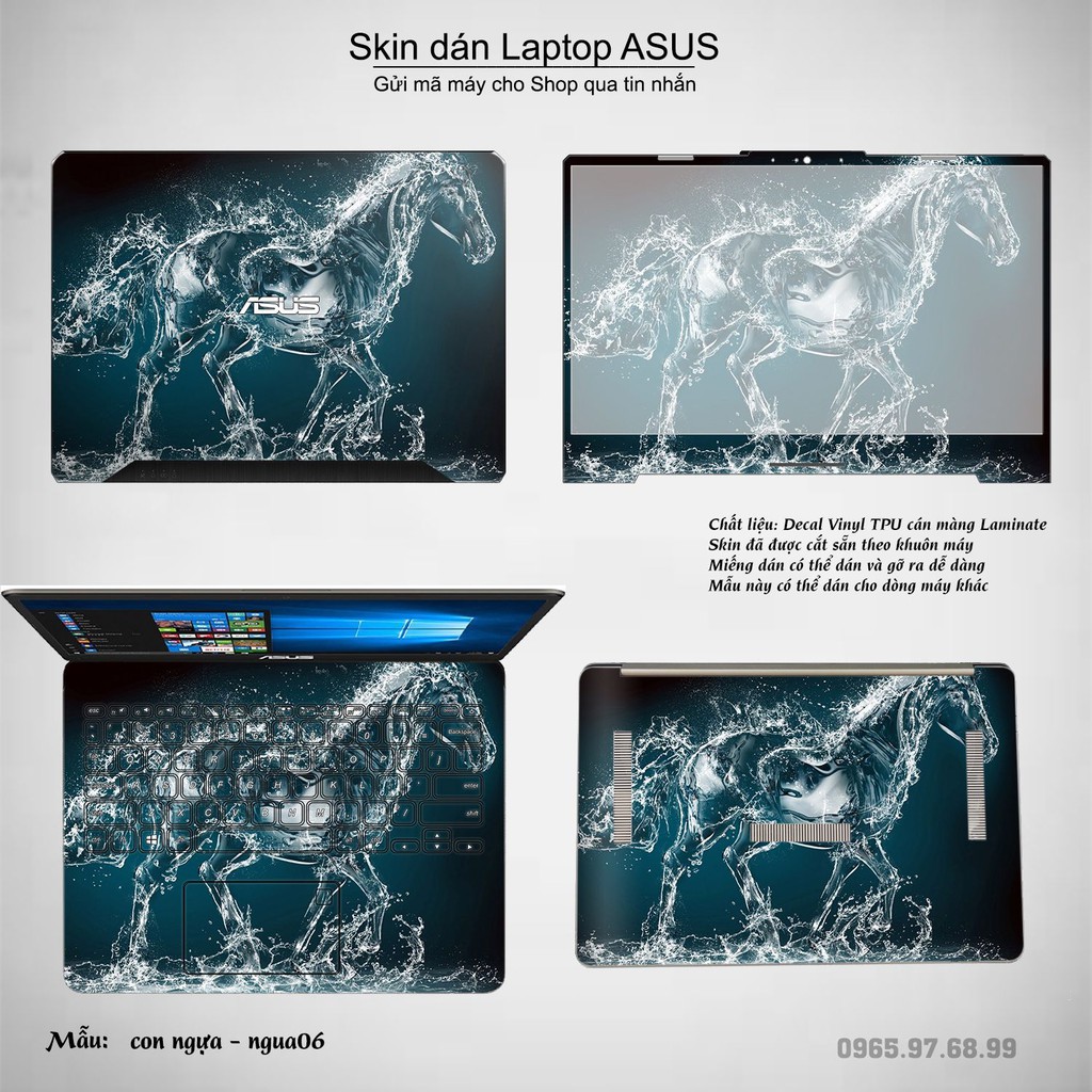 Skin dán Laptop Asus in hình Con ngựa (inbox mã máy cho Shop)