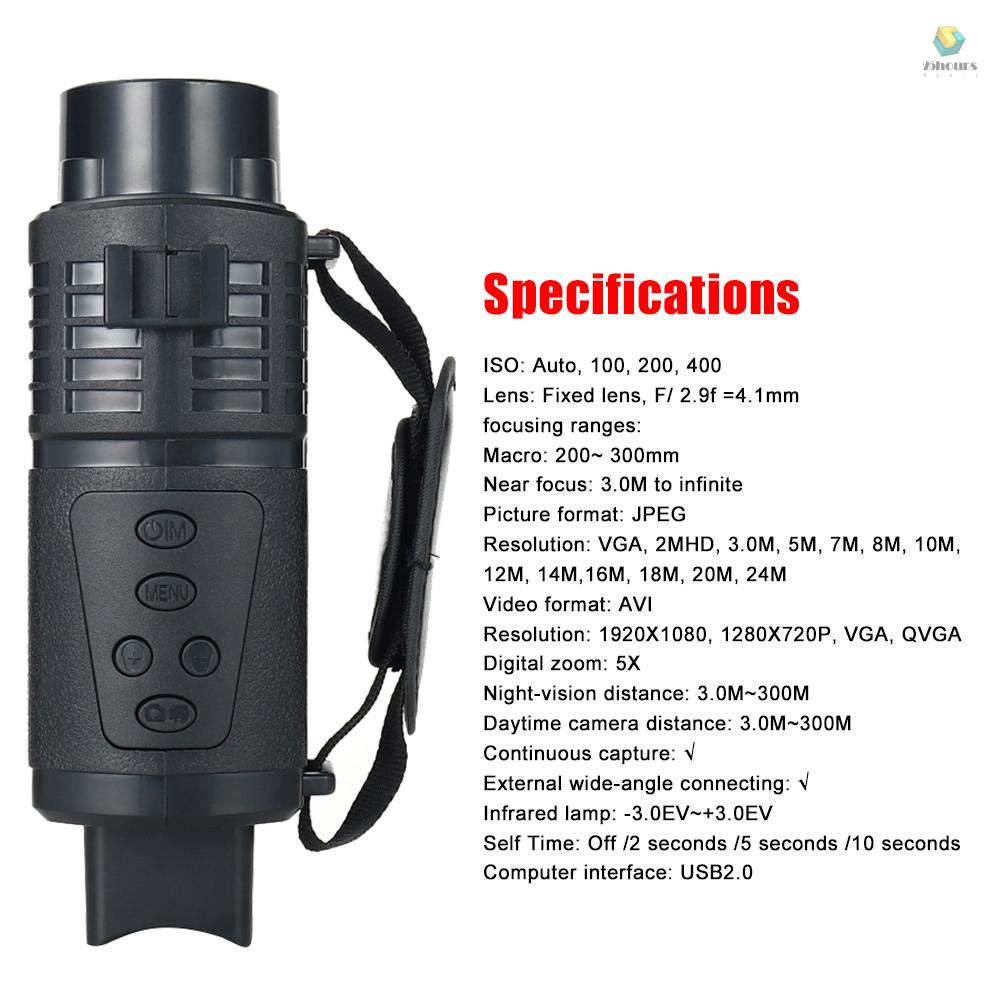 Ống Nhòm Hồng Ngoại Đo Khoảng Cách Ban Đêm 5X Zoom 300M