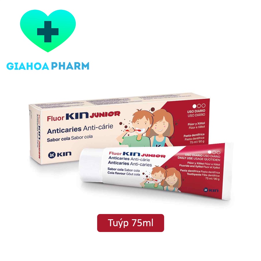 Kem đánh răng trẻ em Fluor Kin Junior ngừa sâu, làm sạch mảng bám, thơm miệng, bảo vệ men răng chắc khỏe cho bé &gt; 6 tuổi
