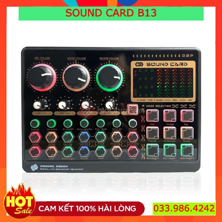 Sound Card B13 ⚡FREESHIP⚡ Thu Âm Livestream , Karaoke Facebook , Live Bigo... Hỗ Trợ Tất Cả Dòng Mic 5V