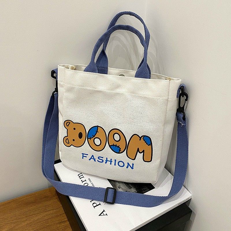 Túi Đeo Chéo Canvas Khóa Nam Châm In Chữ Phong Cách Harajuku 1 Cho Nữ