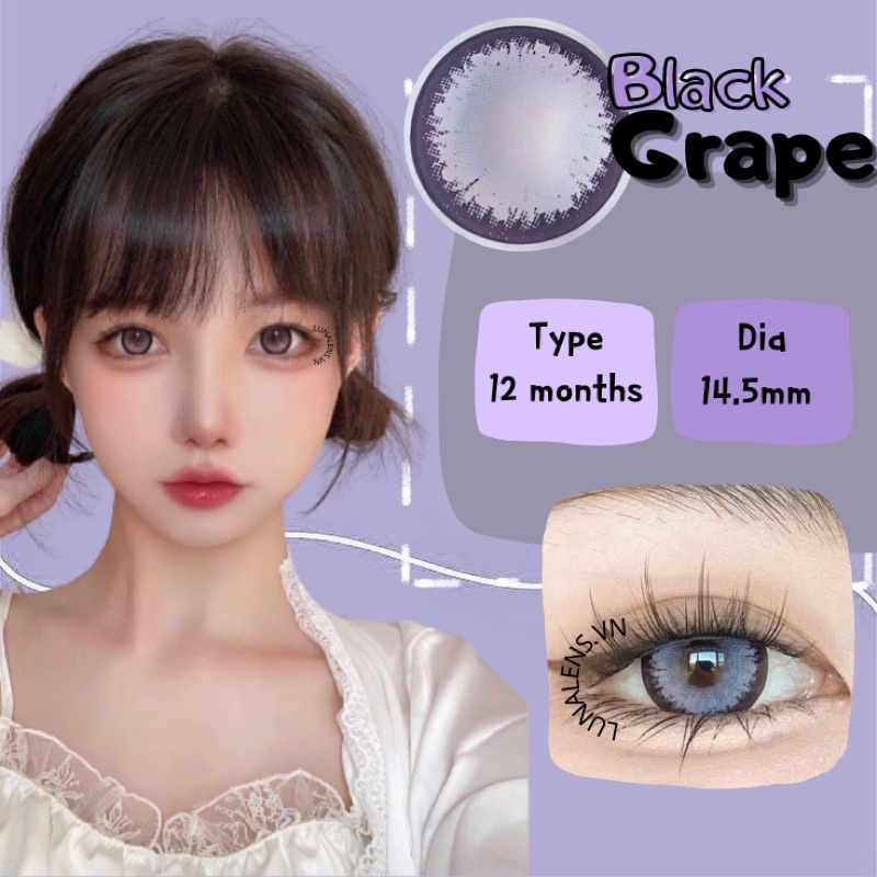 MỘT ĐÔI KÍNH ÁP TRÒNG MÀU XÁM ÁNH TÍM BLACK GRAPE LENS CÓ ĐỘ CẬN SIÊU ÊM SIÊU MỀM NỘI ĐỊA TRUNG QUỐC