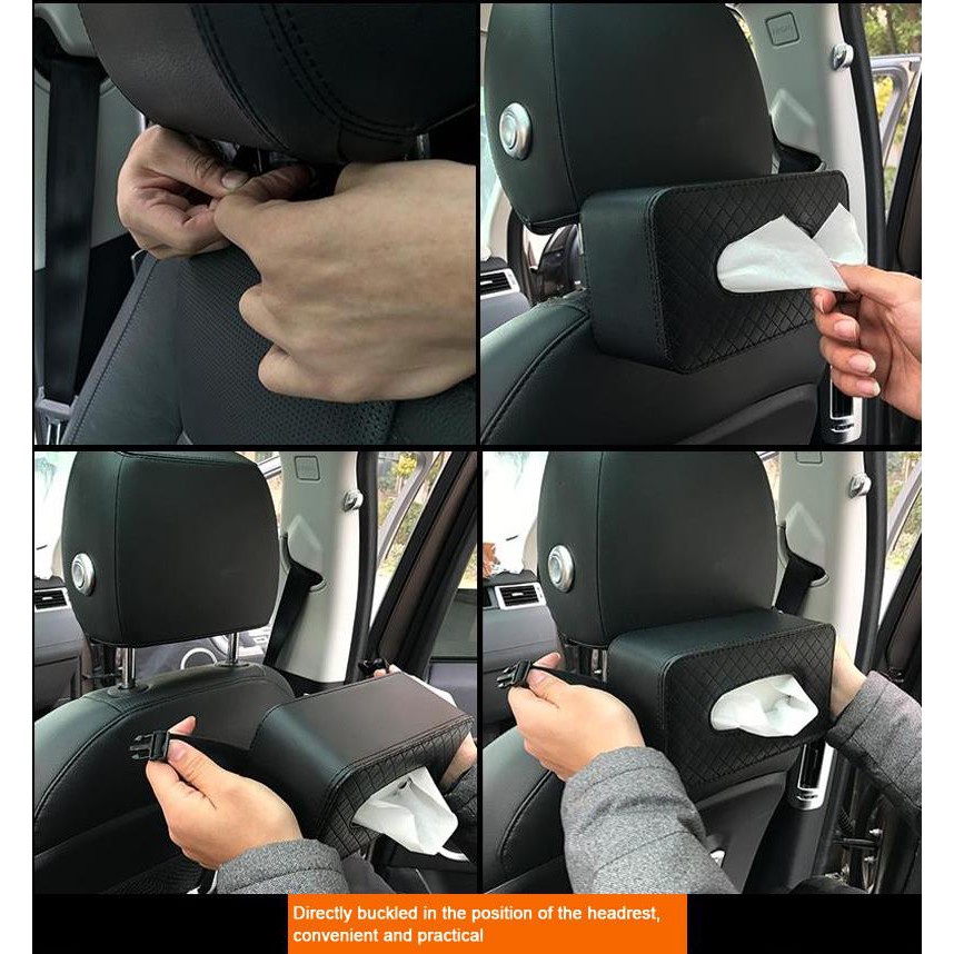 Hộp Đựng Khăn Giấy Bằng Da PU Gắn Tấm Chắn Nắng Xe Hơi